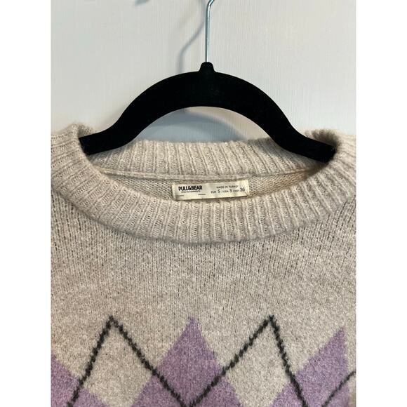 Pull&Bear‎ Thick Cropped Wool Blend Sweater Size Small Cottagecore Grandmacore - Picture 4 of 8